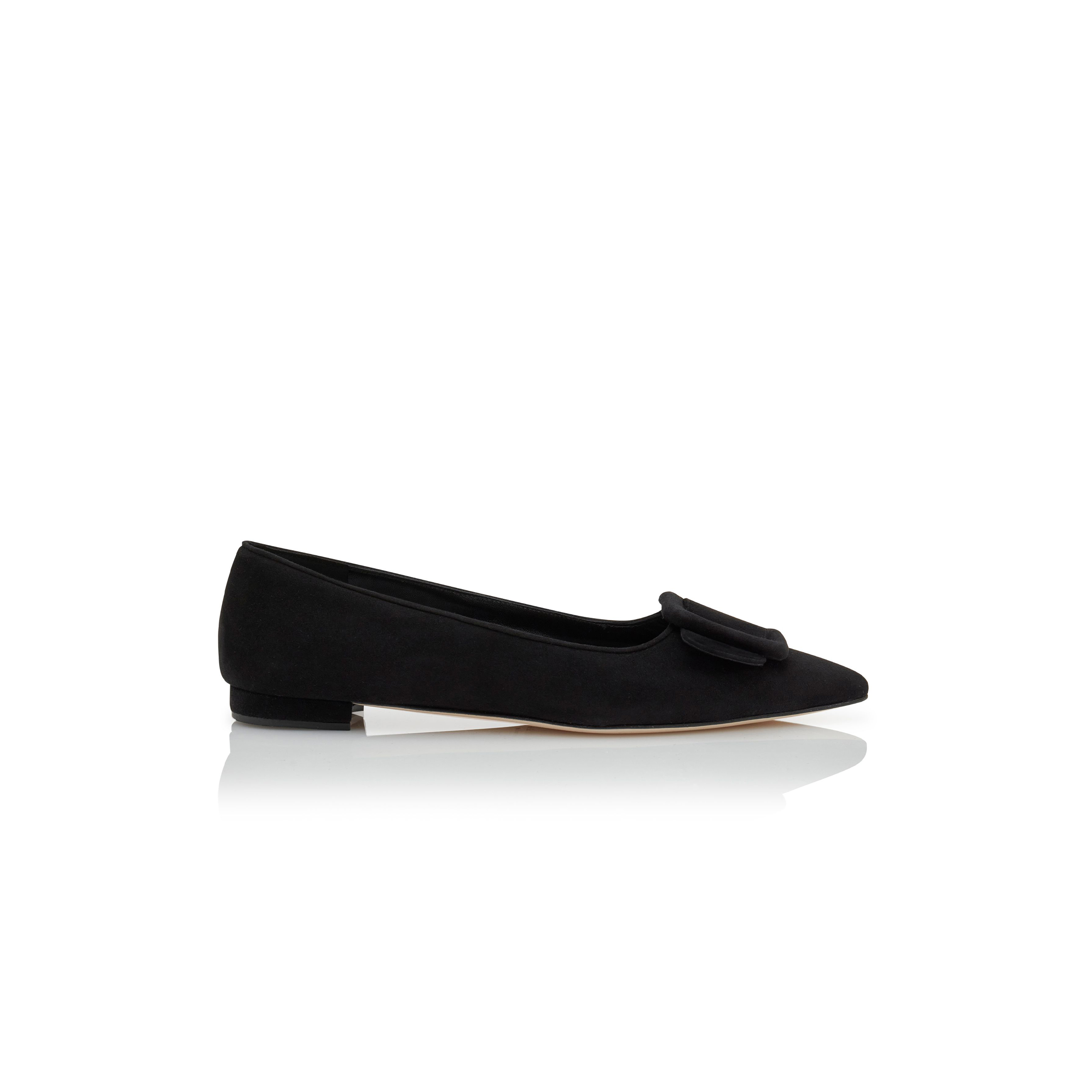 MANOLO BLAHNIK MAYSALEPUMPFLAT BLACK SUEDE BUCKLE DETAIL FLAT PUMPS 322-2402-0001